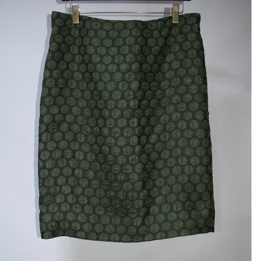 Maeve Anthropologie Green Textured Polka Dot Pencil Skirt Size 8